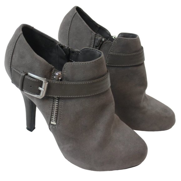 Fergalicious Shoes - Fergalicious Fergie Gray Suede Heel Booties Ankle Boots Womens Shoes Size 7